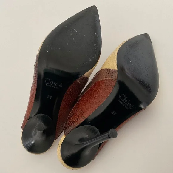 Chloè Snakeskin Mule Heels Size EU 38 Excellent Condition - Picture 7 of 14